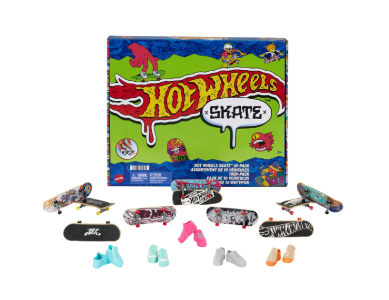 Hot Wheels | Skate Fingerboards 10-Pack, Set of 10 Finger Skateboards