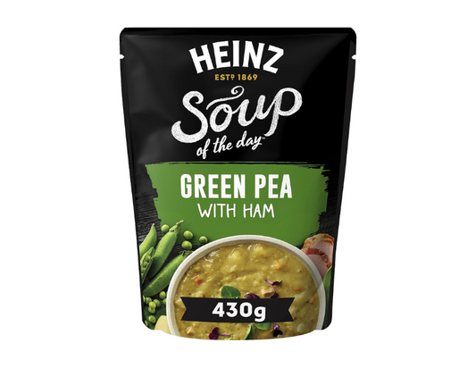 Heinz Green Pea and Ham Soup Soup of the Day Pouch Soup Microwaveable Meal, 430g