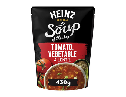 Heinz Soup of the Day Tomato, Vegetable & Lentil Soup Pouch 430g