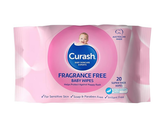 5 X Curash | Fragrance Free Baby Wipes - 20 Wipes