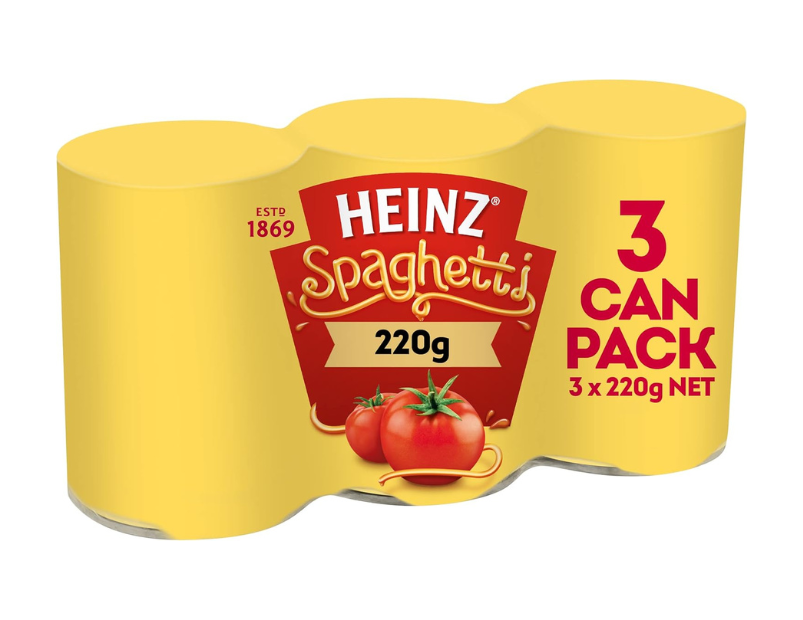 Heinz Spaghetti The One for One Multipack Canned Pasta In Tomato Sauce 220g (Pack of 3)