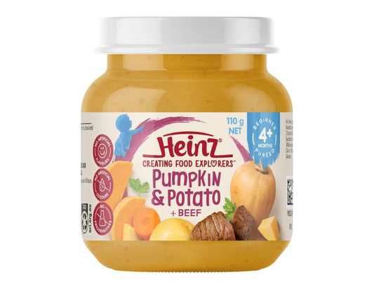 Heinz 4+ Months Pumpkin, Potato and Beef Pouch Heinz For Baby Baby Food Pouch, 110g (pack of 6)