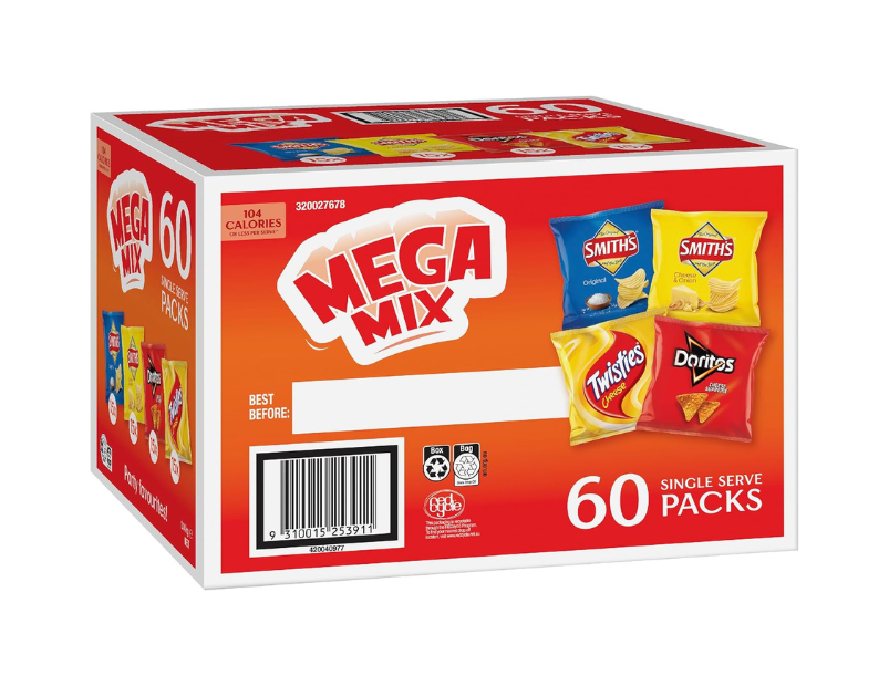 Smith’s Potato Chips Mega Mix Value Multipack 1140 g (Pack of 60)