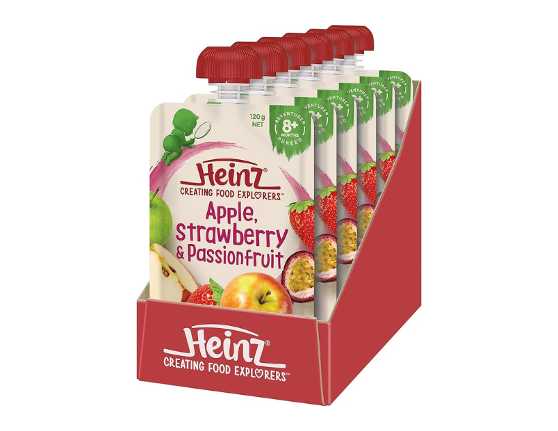 Heinz 8+ Months Apple Strawberry and Passionfruit Heinz For Baby Baby Food 120g (pack of 6)