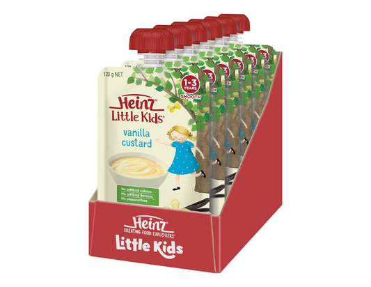 Heinz Vanilla Custard 1-3 Years Heinz Little Kids Baby Food Pouch 120g (pack of 6)