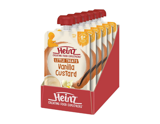 Heinz 6+ Months Vanilla Custard For Baby Heinz Little Treats Baby Food Pouch 120g (pack of 6)