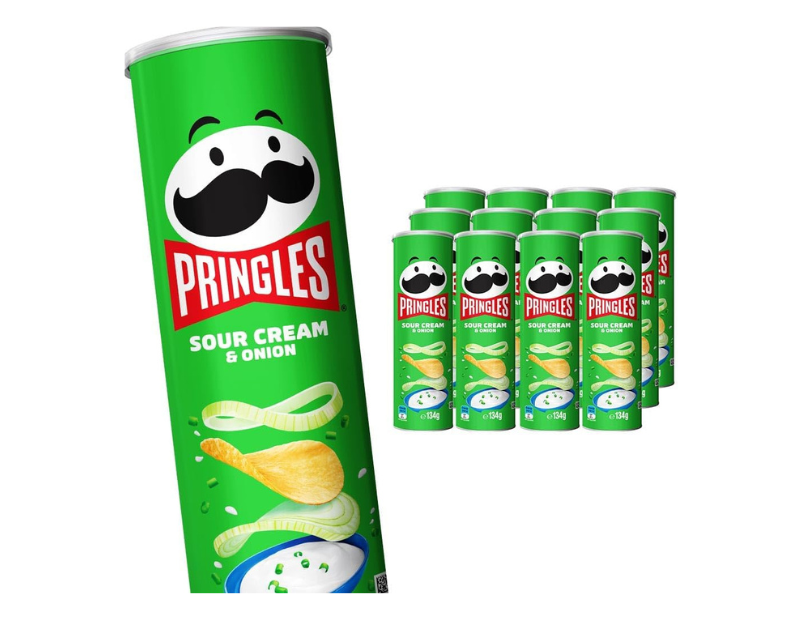 Pringles Sour Cream and Onion Stacked Potato Chips, 12 Pack (12 x 134g)