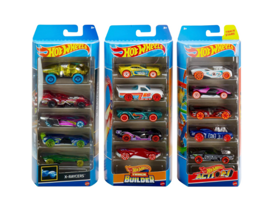 Hot Wheels | Track Bundle of 15 Toy Cars, 3 Track-Themed Packs of 5 1:64 Scale Vehicles set