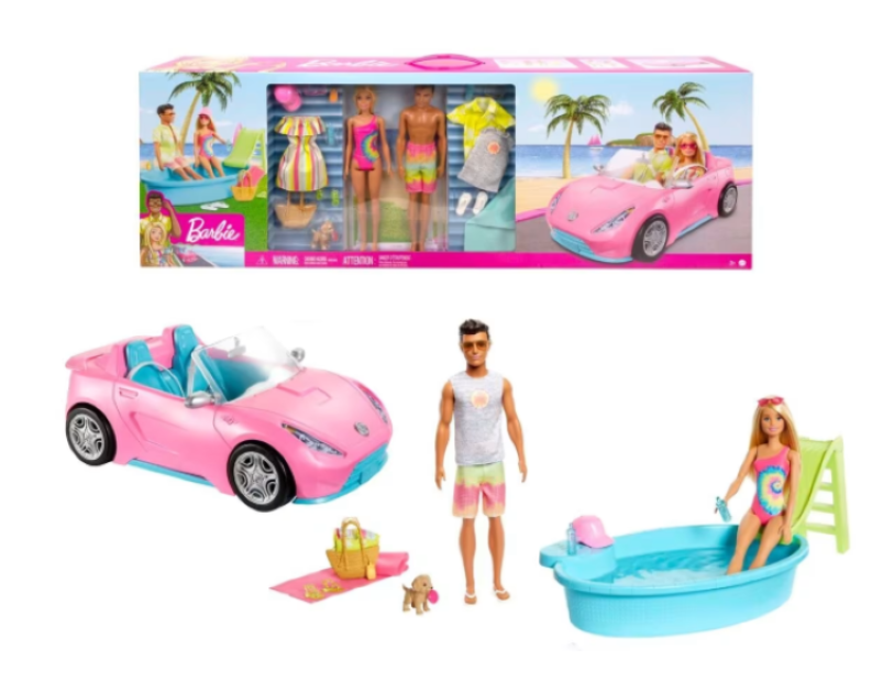 Barbie and Ken Convertible Car and Pool Gift Set