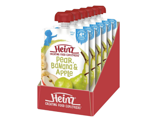 Heinz 4+ Months Pear, Banana and Apple Heinz For Baby Baby Food Pouch 120g (pack of 6)