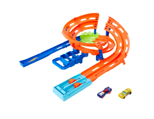 Hot Wheels | Toy Car Track Set, Whip Around Raceway, 2 Toy Cars in 1:64 Scale