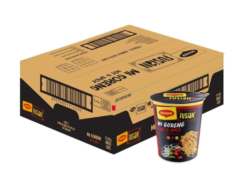 Maggi Fusian Mi Goreng Hot and Spicy Noodle Cup (Pack of 12)