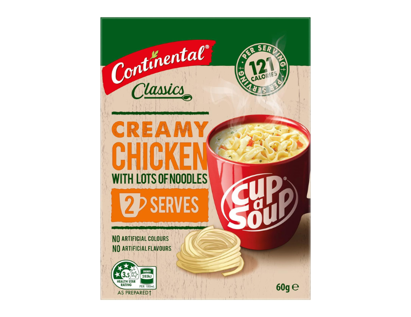 CONTINENTAL Cup-A-Soup | Creamy Chicken With Lots Of Noodles, 2 pack, 60g