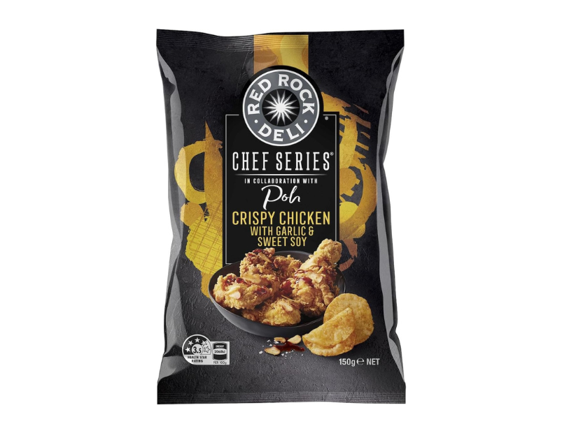 Red Rock Deli Chef Series Crispy Chicken with Garlic and Sweet Soy Flavoured Chips 150 g