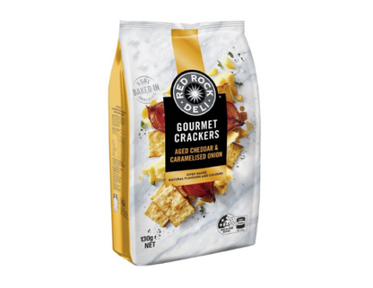 Red Rock Deli Aged Cheddar and Caramelised Onion Gourmet Cracker 130 g