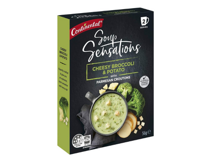 Continental Sensations soup | Cheesy Broccoli & Potato with Parmesan Croutons (2 pk), 56g