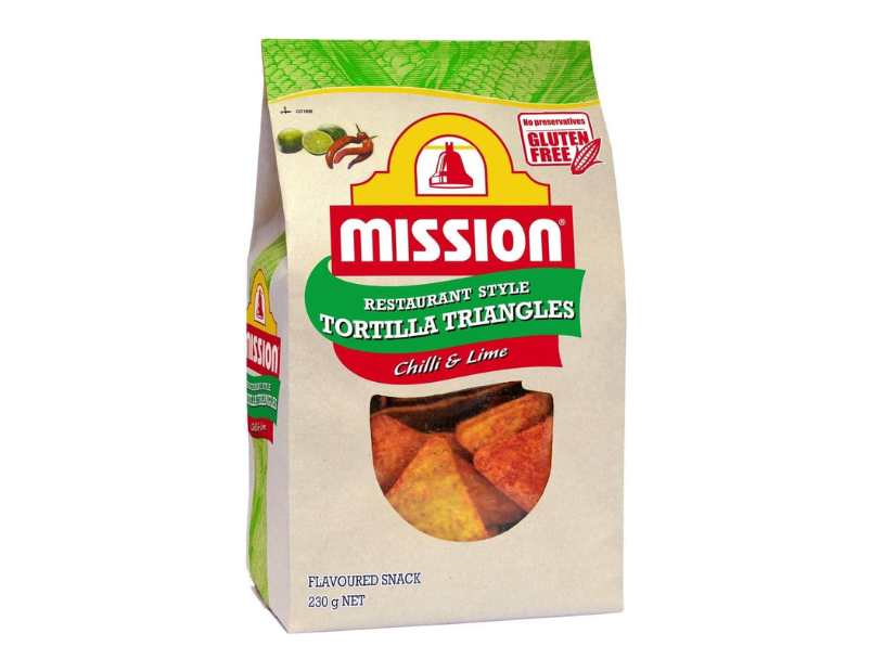 Mission Restaurant Style Tortilla Triangles, Chilli & Lime Corn Chips, 230g