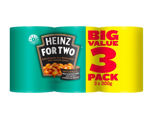 Heinz Beanz The One for Two Multipack Baked Beans in Tomato Sauce 300g (Pack of 3)