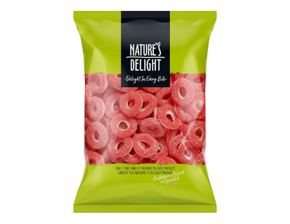 Natures Delight Sour Strawberry Rings 275 g