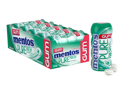 Mentos Pure Fresh Chewing Gum 10 Pocket Bottles, 10 x 30 g, Spearmint