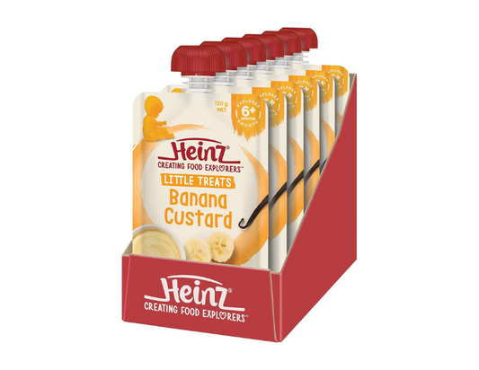 Heinz 6+ Months Banana Custard Heinz For Baby Heinz Little Treats Baby Food Pouch 120g (pack of 6)