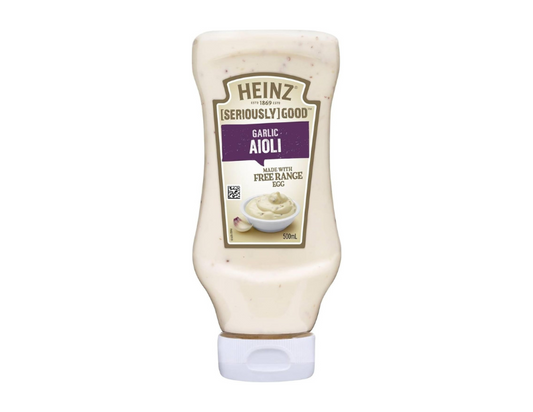 Heinz Seriously Good Garlic Aioli Flavoured Garlic Aioli Egg Mayonnaise Dipping Sauce 500ml