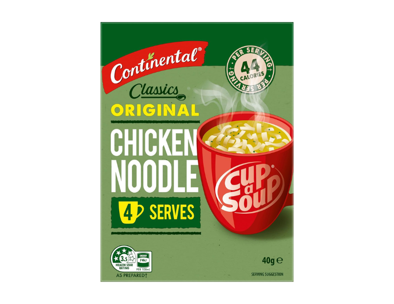 CONTINENTAL Cup-A-Soup | Classic Chicken Noodle, 4 pack, 40g