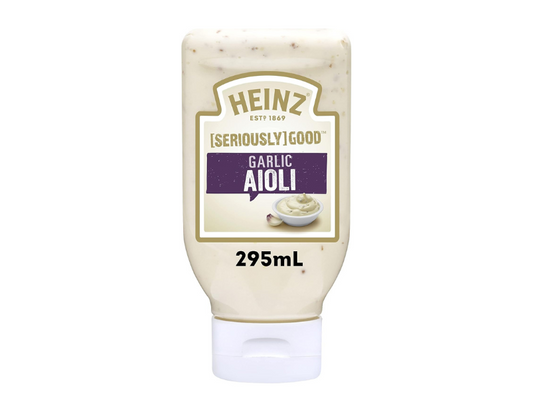 Heinz Seriously Good Garlic Aioli Flavoured Garlic Aioli Egg Mayonnaise Dipping Sauce 295ml