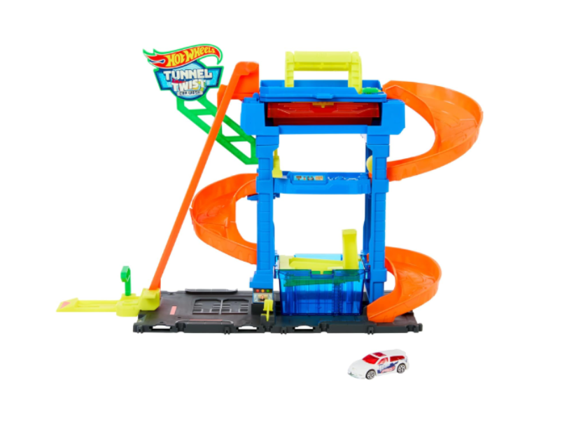 Hot Wheels | City Toy Car Track Set, Tunnel Twist Car Wash with 1 Colour Shifters Vehicle