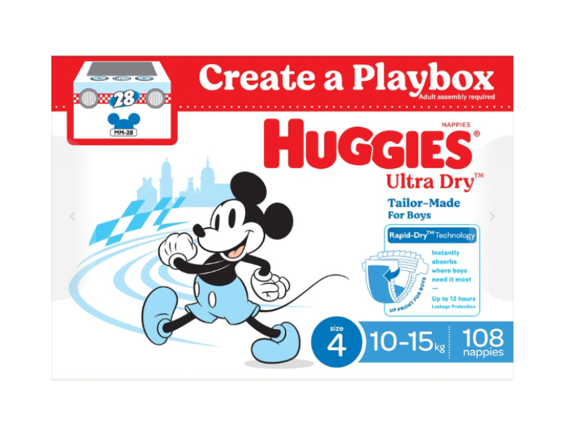 Huggies Ultra Dry Nappies Boys Size 4 (10 - 15kg) 108 Pack