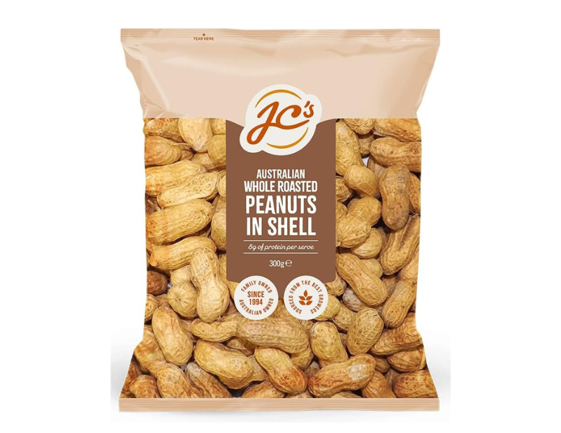 JC's PEANUTS ROASTED IN SHELL AUSTRALIAN 300g