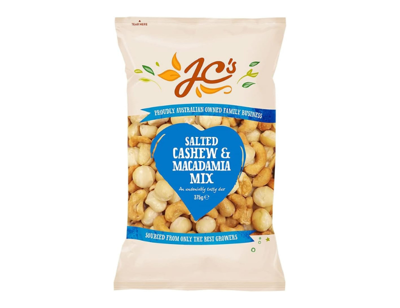 J.C.'S QUALITY FOODS Salted Macadamia and Cashew Nut Mix, 375 g