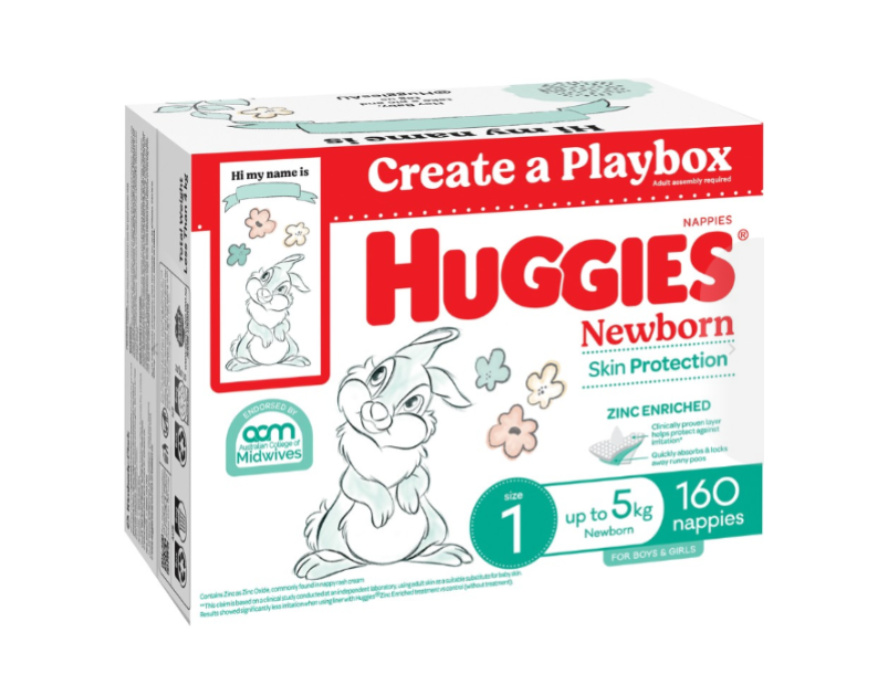 Huggies Newborn Nappies Size 1 (up to 5kg) 160 Pack