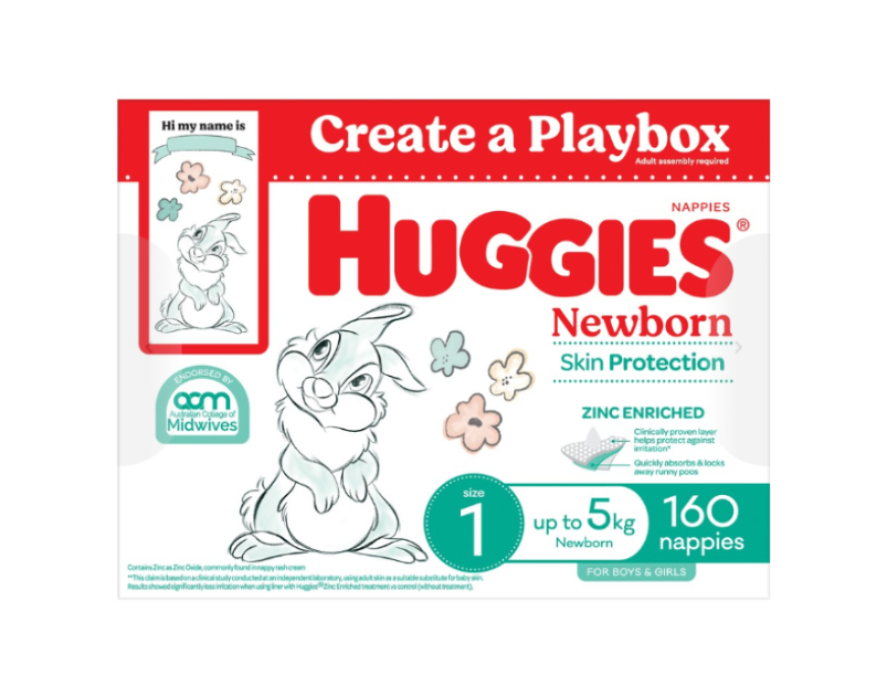 Huggies Newborn Nappies Size 1 (up to 5kg) 160 Pack