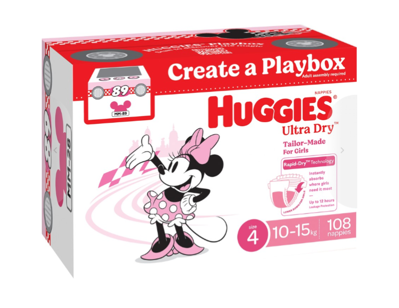 Huggies Ultra Dry Nappies Girls Size 4 (10 - 15kg) 108 Pack