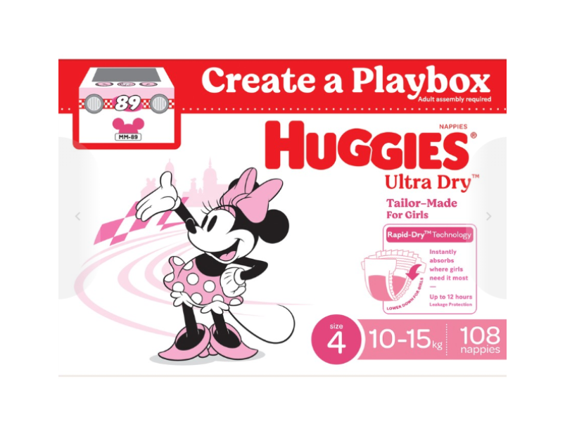 Huggies Ultra Dry Nappies Girls Size 4 (10 - 15kg) 108 Pack