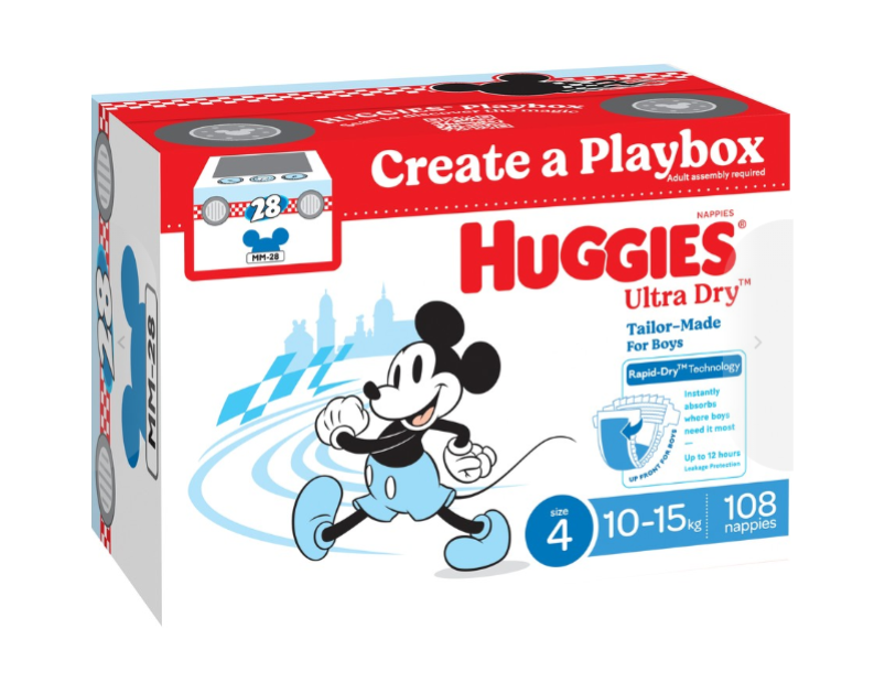 Huggies Ultra Dry Nappies Boys Size 4 (10 - 15kg) 108 Pack