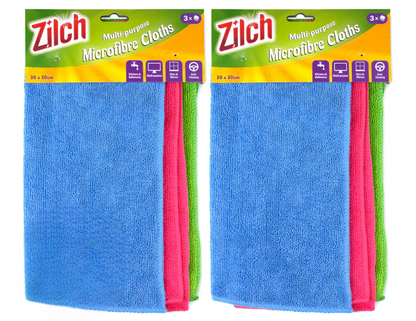 Zilch Multi-Purpose Microfibre  Cloths 30x30cm 2 uniut