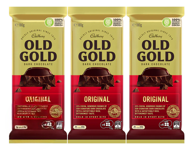 Cadbury Old Gold Dark Chocolate Original 180g 3 pack