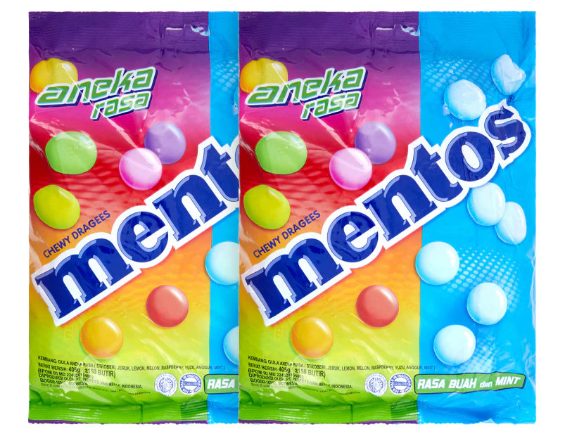 Mentos Mixed Bag Mint & Fruity 405g - 2 Pack