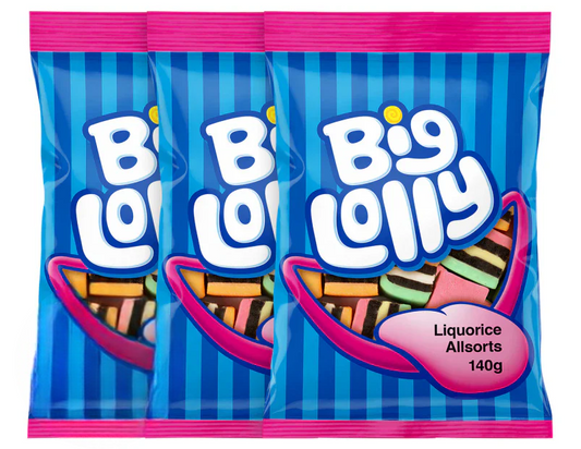 Big Lolly Licorice Allsorts 140g - 3 Pack