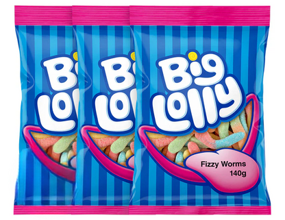 Big Lolly Fizzy Worms 140g - 3 Pack