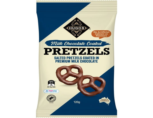 Hugos Milk Chocolate Salted Pretzels 120g - 3 Pack