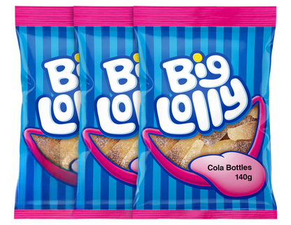 Big Lolly Sour Cola Bottles 140g - 3 Pack