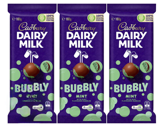 Cadbury Dairy Milk Bubbly Mint 160g 3 pack