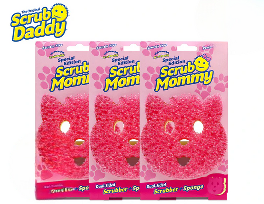 Scrub Mommy Cat Dual-Sided Scrubber & Sponge - Pink/Yellow 3 pack