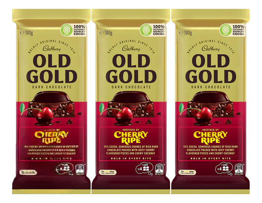 Cadbury Old Gold Dark Chocolate Cherry Ripe 180g 3 pack