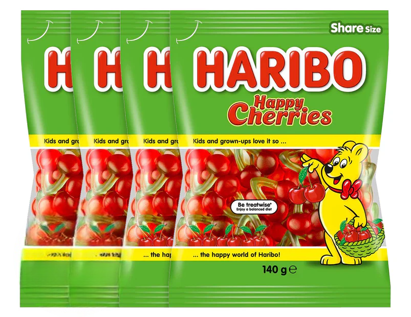 Haribo Happy Cherries 140g - 4 Pack