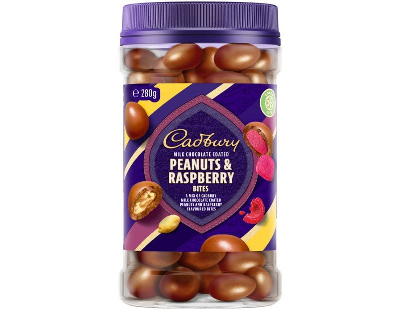 Cadbury Milk Chocolate Coated Peanuts and Raspberry Bites 280g