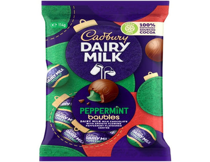 Cadbury Dairy Milk Chocolate Peppermint Christmas Baubles Bag 114g